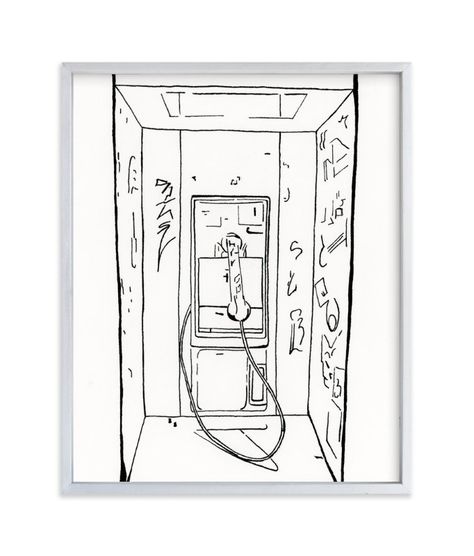 Phone Booth Tattoo, Phone Booth Drawing, Booth Drawing, Phone Booth, Modern Holiday Card, Modern Holiday, Indie Design, Birth Announcements, Cards Wedding