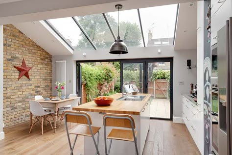 victorian terrace conversion glass sloped roof Small House Kitchen Design, Small House Kitchen, Kitchen Diner Extension, House Extension Plans, Open Plan Kitchen Dining Living, Open Plan Kitchen Diner, Room Extensions, Open Plan Kitchen Dining, Open Plan Kitchen Living Room