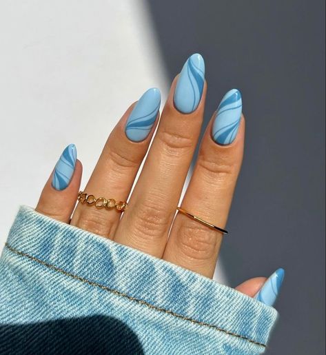 Pastel Blue Nails Almond, Simple Nails Pastel, Simple Baby Blue Nails, Nail Ideas Beach, Blue Simple Nails, Vacation Nail Ideas, Beauty Hacks Nails, Hello Nails, Cute Simple Nails