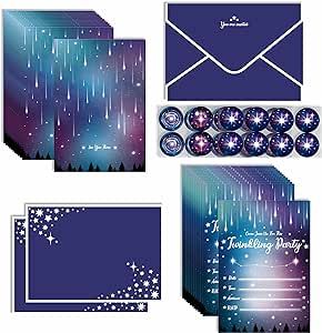 Starry Night Birthday, Galaxy Stickers, Star Themed Wedding, Sweet 16 Party Invitations, Confetti Invitation, Hens Party Invitations, Outer Space Party, Retirement Party Invitations, Family Reunion Planning