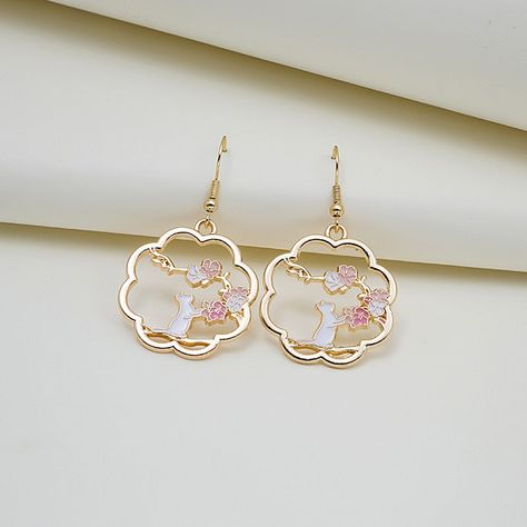 Fashion Chinese Style Koi Deer Rabbit Drop Earrings For Women Girls Cute Colorful Cartoon Hollow Earrings Birthday Jewelry Gift Balloon Earrings, Sweet Jewelry, Moon Flower, Birthday Jewelry Gift, Cat Earrings, Animal Fashion, Party Jewelry, Girls Earrings, Jewelry Party