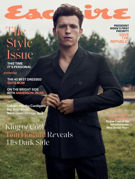 Tom Holland for Esquire Magazine March 2021 Esquire Cover, Bank Robber, Tom Holland Peter Parker, Esquire Magazine, Tom Holland Spiderman, Men's Toms, Tommy Boy, Tom Holland, Vintage Tees