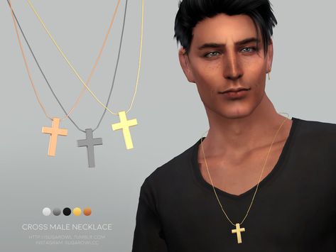 Created by sugar owl! Male Necklaces, Cross Neckless, Boys Cross Necklace, Accessories Male, Male Necklace, Cross Accessories, Sims 4 Tattoos, Mens Cross Necklace, Sims 4 Cc Folder