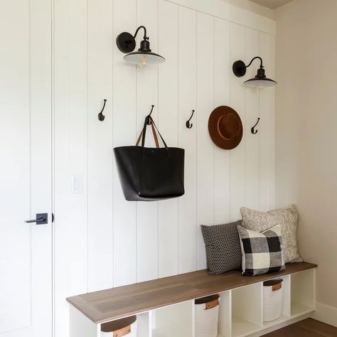 Shiplap Mudroom - Photos & Ideas | Houzz Shiplap Mudroom, Clean Kitchen Design, Mudroom Entryway, Charming Kitchen, Minimalist Kitchen Design, Capital Lighting, Create Something, Minimalist Kitchen, Black Walls