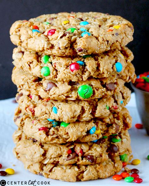 Monster Cookie Recipes, Oatmeal Chocolate Chips, Big Cookies, Monster Cookies Recipe, Cookie Dough Cake, Cupcake Holders, Monster Cookie, Cookie Business, Peanut Butter Oatmeal