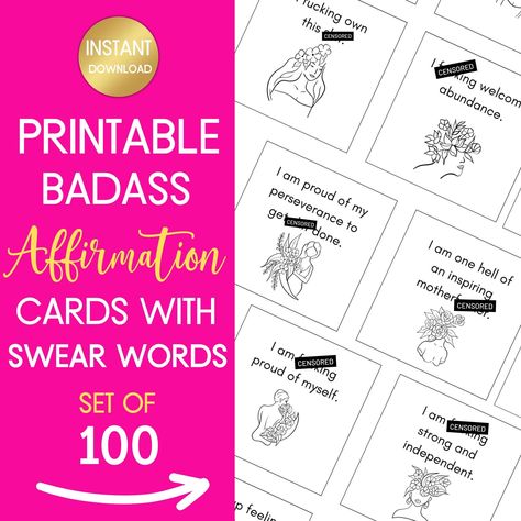 Swear Word Affirmations, Sarcastic Affirmations, Sassy Affirmations, Sweary Affirmation Cards, Badass Affirmations, Sweary Affirmation, Affirmation Deck, Gifts 2023, Positive Affirmation Cards