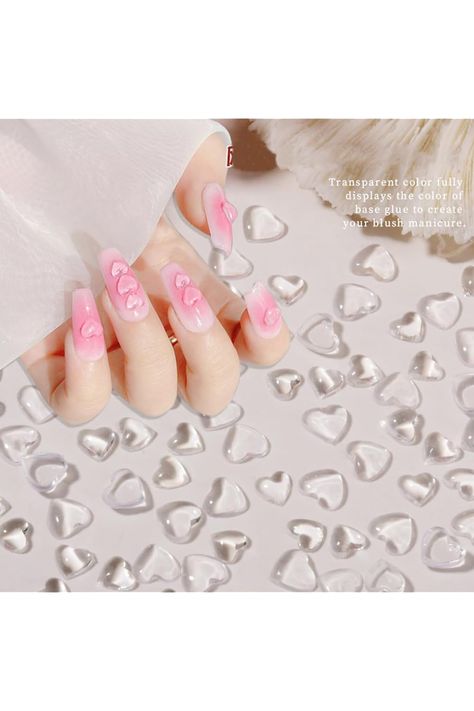 200PCS Transparent Heart Nail Charms 3D Resin Love Hearts Nail Art Rhinestones Mixed Size Valentineâ€™s Day Heart Nail Art Decorations Kawaii Charms for Nails Beads Jewelry for Manicure Nail Accessories Hearts Nail Art, Charms For Nails, Transparent Heart, Kawaii Charms, Clear Heart, Heart Nail Art, Heart Nail, Nail Art Rhinestones, Heart Nails