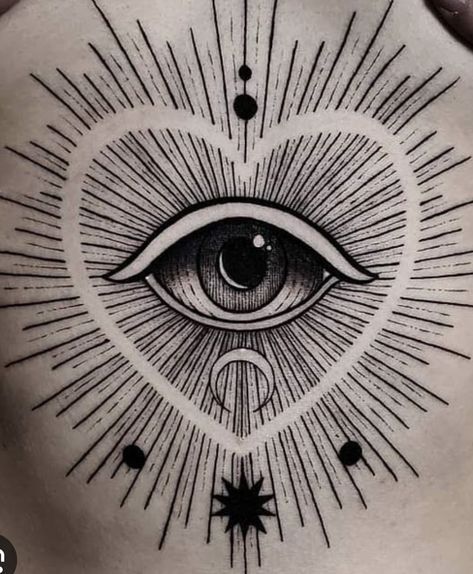 Drawing Ideas Heart, 3rd Eye Tattoo, Seeing Eye Tattoo, Third Eye Tattoos, Heart With Eyes, All Seeing Eye Tattoo, Mandala Hand Tattoos, Tato Minimal, Evil Eye Tattoo