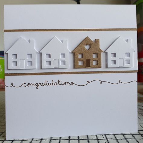 New Home Card. Using: Lawn Fawn scripty sayings stamp & Xcut dinky dies house. Cards For New Home, Cards New Home, New Home Cards To Make, Diy House Warming Card, Stampin Up House Warming Card, Handmade New Home Cards, House Warming Cards Handmade, New Home Cards Ideas, Housewarming Card Ideas