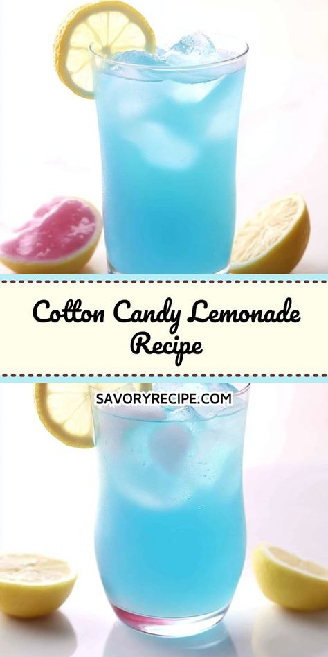 Looking for a refreshing beverage that adds a touch of nostalgia? This Cotton Candy Lemonade Recipe brings the carnival vibes right to your home. Enjoy the perfect blend of flavors and colors, and don’t forget to save this candy-inspired drink for your next sunny day! Cotton Candy Lemonade Recipe, Flavored Lemonade Recipes, Candy Syrup, Nostalgic Summer, Flavored Lemonade, Savory Recipe, Cotton Candy Flavoring, Candy Drinks, Lemonade Recipe