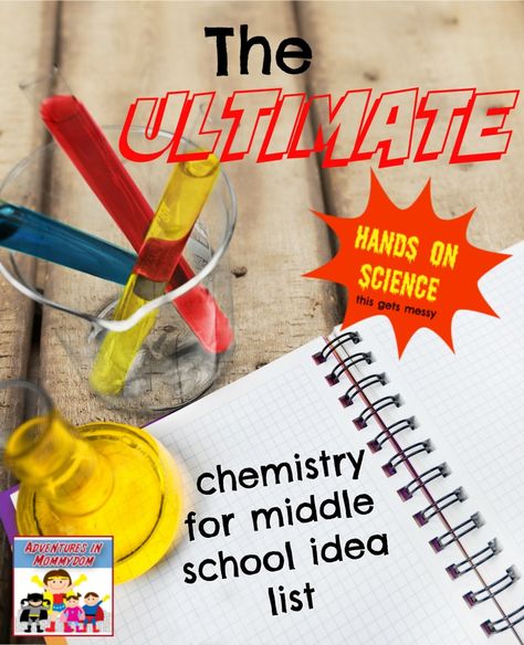 ultimate homeschool chemistry for middle school idea list Kitchen Chemistry For Middle School, Science Experiments Middle School, Stem Chemistry, Homeschool Chemistry, High School Science Fair, Middle School Chemistry, Kitchen Chemistry, Chemistry For Kids, Chemistry Projects