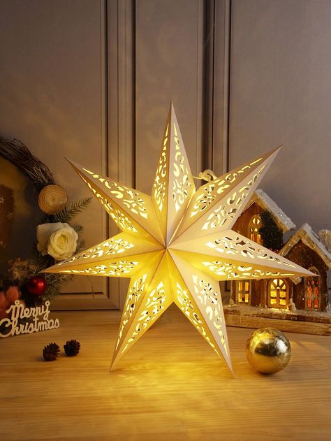 1pc Star Design Christmas decor Lantern Light Cover, Creative Paper Star Pendant Without Light For Home Decor | SHEIN USA Paper Star Lanterns, Lantern Designs, Lantern Christmas, Star Lanterns, Festival Decor, Xmas Tree Ornament, Light Cover, Paper Stars, Design Christmas