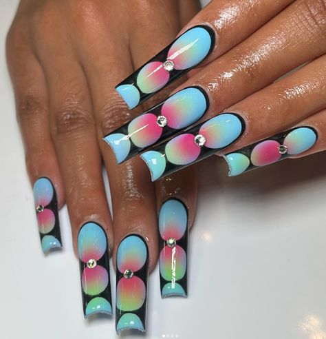 #viralnails #notd #acrylics #acrylicnails #nailinspo 90s Nail Art Design, Takashi Murakami Nail Art, Tapered Square Nails Long, Extra Nails, 90 Nails, Trippy Nail Designs Acrylic, Gemini Nail Ideas, Acrylic Nails Trippy, 90s Nails Acrylic Curved