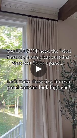 8.3K views · 57 reactions | I know you are seeing the “viral pinch pleat curtains” all over IG, but this is your sign to NOT spend $400 on curtains. I have been covering the full, perfectly hung, pinch pleated style, but struggled with the price (especially since I needed FOUR 105” panels 🤪), so I scoured the internet until I found these! At under $50 for two panels, I was able to achieve the look I love for less than the cost of ONE panel from the popular brand. 

Comment SHOW ME and I’ll send you everything you need to create this look!

#budgetfriendlydecor #homedecoronabudget #pinchpleatcurtains #livingroomdecor | Lake and Lumber Cover A Wall With Curtains, Vaulted Ceiling Curtains, 4 Curtain Panels On One Window, Pinch Pleat Drape, Fixer Upper House, Curtain Hanging, Pleat Curtains, Pleats Pattern, Pinch Pleat Curtains