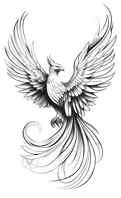 Tattoo Espalda Mujer, Atrapasueños Tattoo, Tato Phoenix, Japanese Phoenix Tattoo, Phoenix Drawing, Tattoo Homme, Phoenix Artwork, Flying Tattoo, Phoenix Tattoo Design