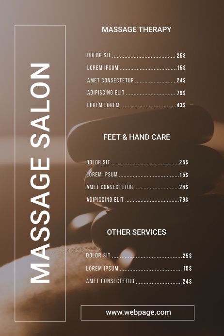 Massage Price List, Spa Price List, Price List Template Design, Massage Prices, Price List Design, Salon Price List, Spa Prices, Business Notes, Online Poster