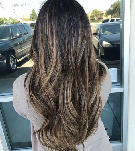 Dark At Top Light At Bottom Hair, Black Hair Dark Blonde Highlights, Highlights For Really Dark Brown Hair, Blind Highlights On Dark Hair, Blonde Foils On Dark Hair, Partial Balayage On Dark Hair, Teasy Lights On Dark Hair, Full Head Blonde Highlights On Dark Hair, Belage Hair