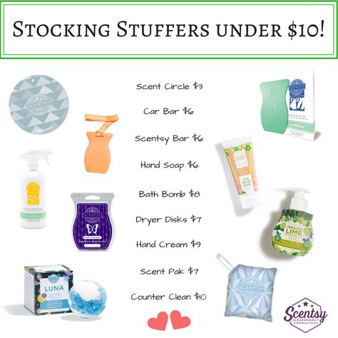 Looking for some stocking stuffers under $10? I’ve got you covered :) Https://angelatalerico.scentsy.us Scentsy Stocking Stuffers 2023, Car Bar, Scentsy Marketing, Counter Clean, Selling Scentsy, Scentsy Business, Scentsy Bars, Christmas Stocking Stuffers, Hand Cream