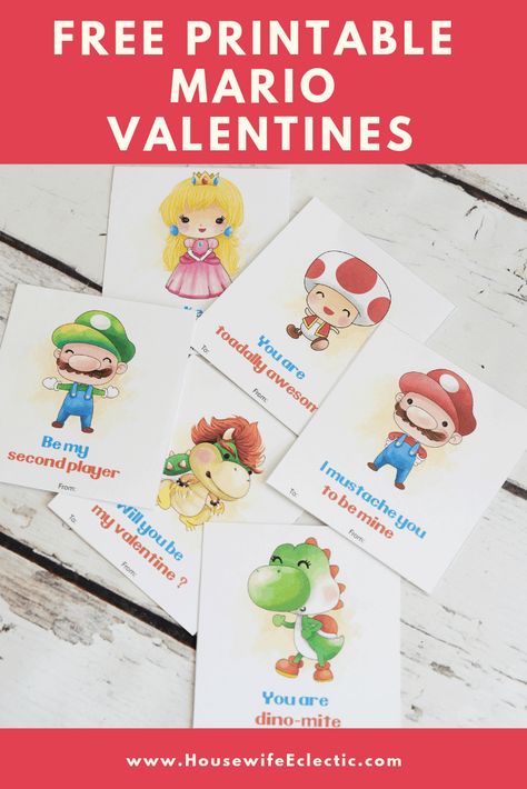 Free Mario Valentine Printables, Mario Valentines Cards, Mario Valentines, Super Mario Valentines, Printable Mario Valentines, Nerds Valentine Printable, Valentines Class Treats, Free Printable Dinosaur Valentines, Frog Valentine Cards Free Printable