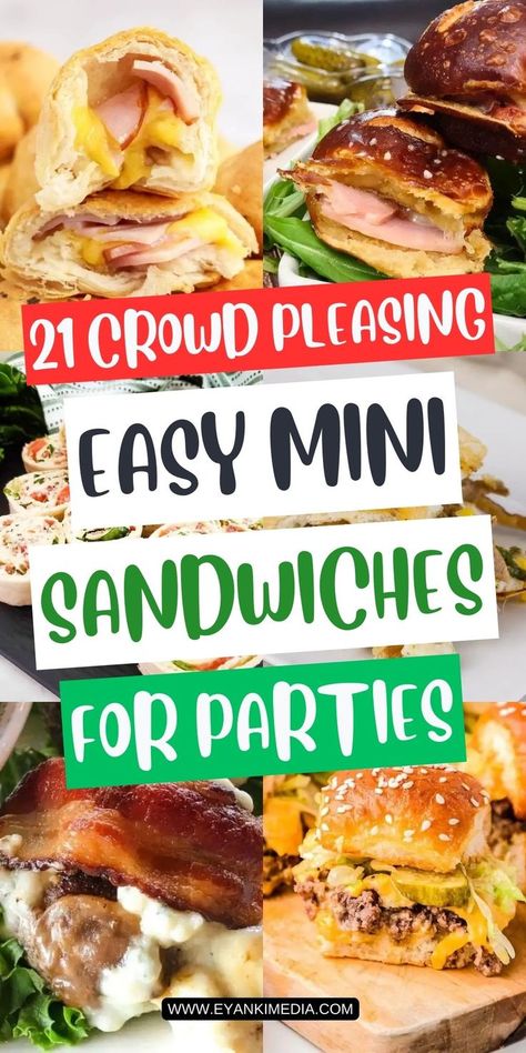 Easy Party Sandwiches For A Crowd, Mini Party Sandwiches, Sandwiches For A Crowd, Christmas Sandwiches, Quick Sandwiches, Party Sandwiches, Best Christmas Recipes, Mini Sandwiches, Simple Sandwiches