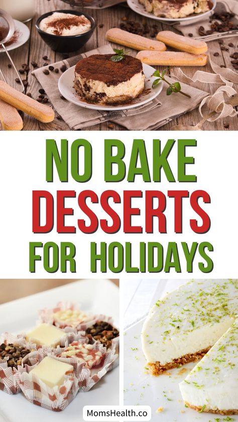 No-Bake Christmas Desserts Christmas Desserts Easy No Bake, Easy Christmas Dessert Recipes No Bake, No Bake Christmas Desserts, Tiramisu Recipe Without Eggs, No Bake Biscuit Cake, Peppermint Cheesecake Bars, Chocolate Christmas Pudding, Christmas Lasagna, Christmas Pie Recipes