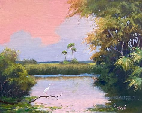 Old Florida Paintings, Florida Landscape Paintings, Buddha Birth, Marsh Pictures, Florida Illustration, Florida Painting, Florida Landscape, Ipad Stuff, Salt Marsh