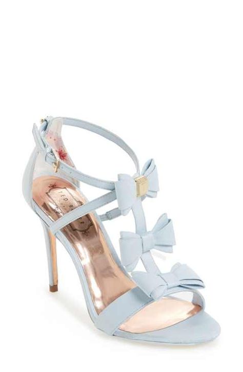 Heels Light Blue, Light Blue Shoes, Ted Baker Shoes, Light Blue Fabric, Heels Stilettos, Bow Pumps, Bow Sandals, Bow Heels, Stiletto Shoes