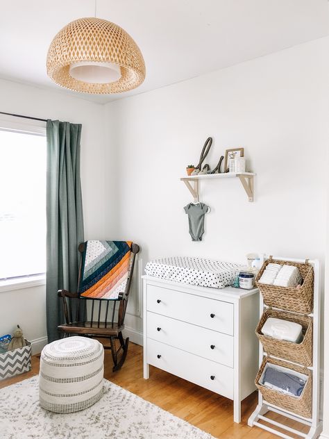 Small Change Table Ideas, Change Table Ideas, Bedroom Nursery Combo, Nursery Office Combo, Shared Baby Rooms, Baby Organization Ideas, Wild Flower Nursery, Corner Nursery, Nursery Nook