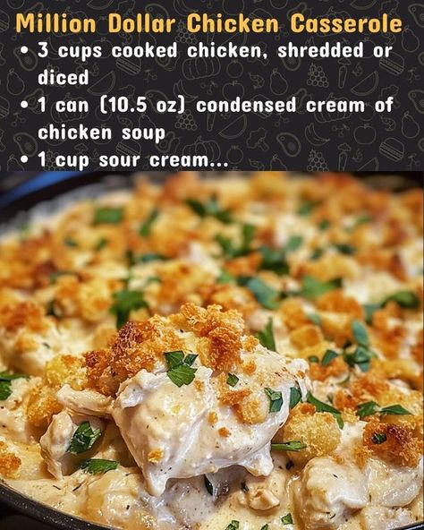 Easy Recipes | Million Dollar Chicken Casserole | Facebook Million Dollar Chicken Casserole Recipe, Chicken Devine Casserole, Million Dollar Chicken Casserole, Million Dollar Chicken, Stuff To Cook, Snacks And Appetizers, Dinner Snacks, Old Fashioned Recipes, Canned Chicken