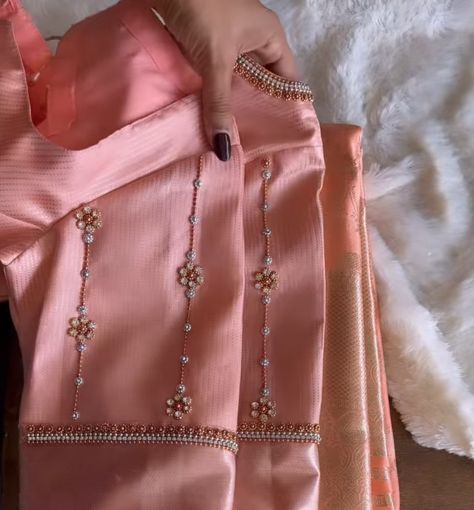 Pastel Color Blouse Designs, Peach Colour Blouse Aari Work, Blouse Aari Work, Green Blouse Designs, Work Blouse Designs, Latest Bridal Blouse Designs, Latest Blouse Designs Pattern, Aari Blouse, Peach Colour