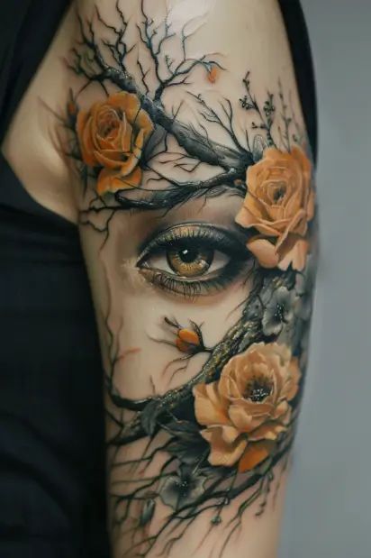 25+ Gorgeous Flower Sleeve Tattoos For Women Beautiful Tattoo Ideas For Women, Hummingbird Tattoo With Poppies, Skull Made Of Flowers Tattoo, Adding Color To Black Tattoo, Wildflower Back Tattoo Women, Unique Sleeve Tattoos For Women Ideas, Quarter Sleeve Tattoos For Women Color, Vintage Flower Tattoos, Forearm Color Tattoo Women