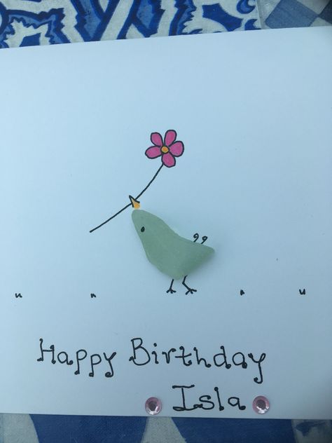 Sea Glass Birthday Cards, Sea Glass Card, Sea Glass Art Diy, Beach Craft, Sea Glass Crafts, Art Cards, Beach Crafts, Sea Glass Art, Glass Ideas