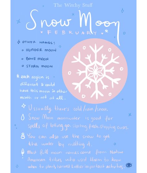 Snow Moon Chart ◞*✰ If you poke outside you might still see her! Do you like this kind of info about the moon ?? .+ﾟ*。:ﾟ+ Full Snow Moon, February Full Moon, Full Moon Names, Full Moon Spells, Moon Chart, Snow Moon, Moon Meaning, Moon Names, Moon Spells