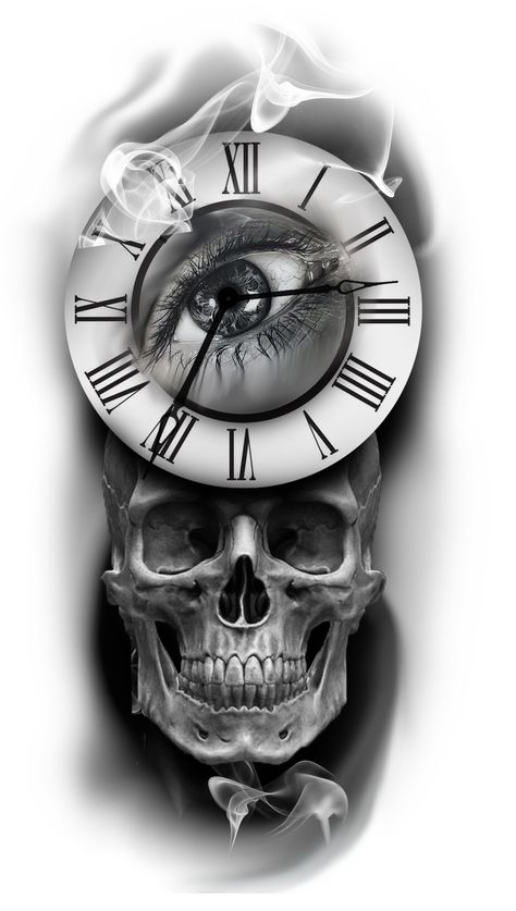 Watch Tattoo Design, Skull Art Tattoo, Skull Sleeve Tattoos, Skull Sleeve, Clock Tattoo Design, Skull Art Drawing, Watch Tattoos, Clock Tattoo, Skull Tattoo Design