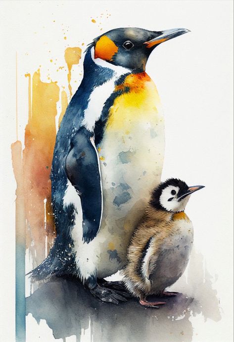 Andrew Simoson | WATERCOLOR | Penguin Penguin Sketch, Watercolor Penguin, Penguin Watercolor, Penguin Drawing, Baby Animal Art, Painted Birds, Watercolor Beginner, Penguin Art, Watercolor Water