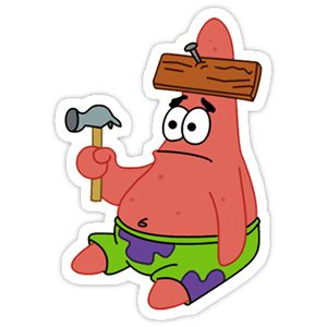 Sticker Patrick with wood on head from SpongeBob SquarePants. #Sticker #cartoon #Patrick #SpongeBob #SquarePants #wood #Plank #hammer Stickers Cool, Snapchat Stickers, Stickers Kawaii, Tumblr Stickers, Patrick Star, Hydroflask Stickers, Phone Stickers, Meme Stickers, Arte Inspo