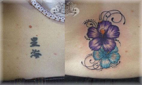 Lower Back Cover Up Tattoos | Chinese symbol cover up by state-of-art-tattoo Chinese Character Tattoos, Tattoo Chinese, Tattoo Cover Up Ideas, Cover Up Ideas, Chinese Symbol Tattoos, Phoenix Tattoo Design, Chinese Tattoo, Symbol Tattoo, Tattoo Cover Up