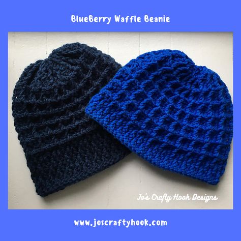 Blueberry Waffle, Crochet Hat Sizing, Caron One Pound Yarn, Crochet Hat Tutorial, Blueberry Waffles, Beanie Crochet Pattern, Easy Crochet Hat, Back Post Double Crochet, Hat Tutorial