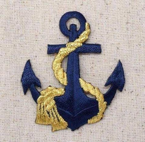 Nautical Embroidery, Bee Embroidery Design, Bee Embroidery, Blue Anchor, Nautical Anchor, Christmas Cushions, Phone Wallpaper Design, Iron On Applique, Embroidered Applique