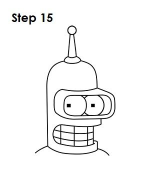 How to Draw Bender Step 15 Futurama Tattoo, Animation Drawing Sketches, Batman Drawing, Tattoo Outline Drawing, Cartoon Drawing Tutorial, Spray Paint Art, Desenho Tattoo, Cartoon Tattoos, The Robot