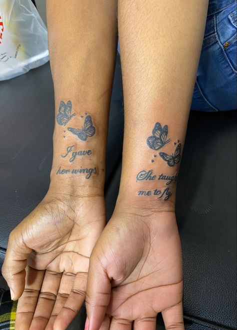 First Daughter Tattoo, Mother Daughter Wrist Tattoos, Mother Daughter Tattoos Black Women, Parent Tattoos For Daughters, Mother And Daughter Tattoos Meaningful, Matching Mother Daughter Tattoos Meaningful, Mommy And Daughter Tattoos, Mom And Daughter Tattoos Matching Unique, Matching Tattoos For Cousins