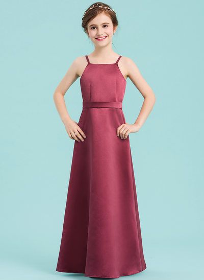 Affordable Junior & Girls Bridesmaid Dresses - JJ's House A Line Frock, Bridesmaid Dresses Neckline, Prom Dress Short Lace, Bridesmaid Dresses Floor Length, Bridesmaid Dresses Satin, Gala Gown, Girls Bridesmaid Dresses, Purple Bridesmaid Dresses, Girls Pageant Dresses