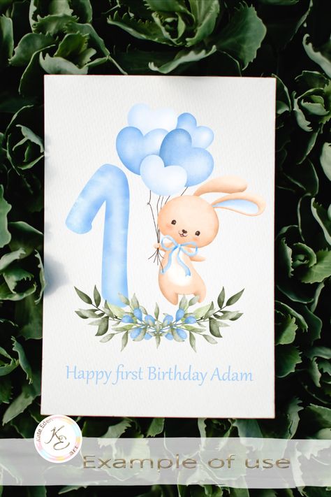 First birthday boy, PNG, 1st Birthday boy, cute bunny, blue balloons, Digital Download, One year old, Sublimation, 1st Birthday card, Baby Boy Birthday Themes, First Birthday Boy, Bunny Birthday Party, 1st Birthday Card, 1st Birthday Boy, Bunny Blue, 2nd Birthday Boys, Boy Birthday Decorations, Boy Birthday Party Themes