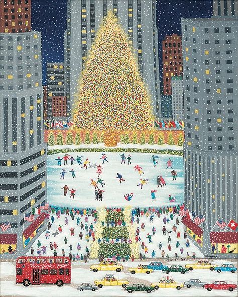 Illustration Noel, 패턴 배경화면, Christmas Time Is Here, Rockefeller Center, Merry Little Christmas, Christmas Mood, Christmas Illustration, E Card, Christmas Aesthetic