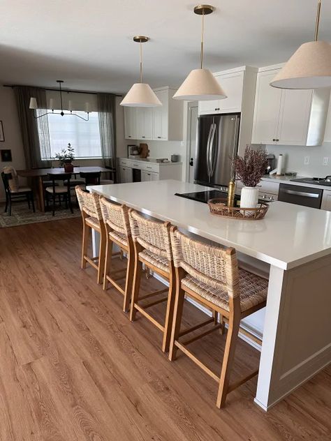 Natural wood kitchen island