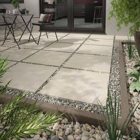 Backyard Porch Ideas, Tile Giant, Garden Rockery, Pavers Walkway, Dividing Wall, Patio Floor, Pavers Backyard, Deck Designs, Backyard Renovations