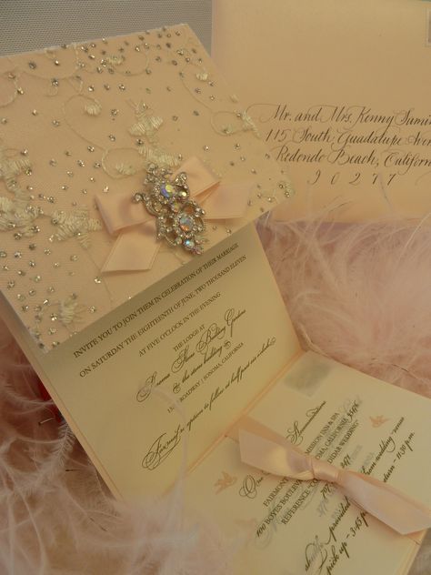 "Sparkle" Wedding Invitation with elegant brooch xo Embellishments Invitations Boxed Invitations, Dream Wedding Ideas, Quince Themes, Quinceanera Pink, Pink Quince, Quince Invitations, Quinceanera Planning, Quince Decorations, Cars Wallpaper