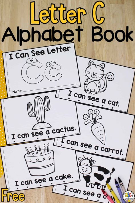 Are you looking for a simple way for your preschoolers to learn about the letter C? As your pre-readers and beginning readers practice reading this free printable Letter C Book, they will recognize the letter C, words that begin with C, and much more! Your kids can use these printable books to review and learn important pre-reading skills. Click on the picture to get this free printable letter book! #letterbook #printableletterbook #freeprintableletterbook #preschool #alphabetbook Letter C Pictures Free Printable, Beginning Reader Books Free Printable, Printable Books For Kindergarten, My Letter Book Free Printable, Free Printable Books For Preschoolers, Preschool Letter Books, Alphabet Books For Preschool Printable, Letter A Books For Preschool, Free Letter C Printables