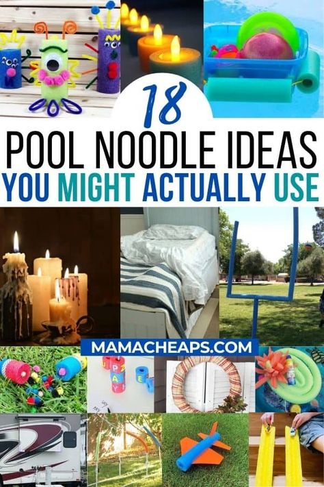 18 Useful Pool Noodle DIY Ideas | Mama Cheaps® Pool Noodle Diy, Uses For Pool Noodles, Pool Noodle Ideas, Ideas For Bed, Pool Noodle Games, Noodle Ideas, Pool Noodle Wreath, Swim Noodles, Pool Candles