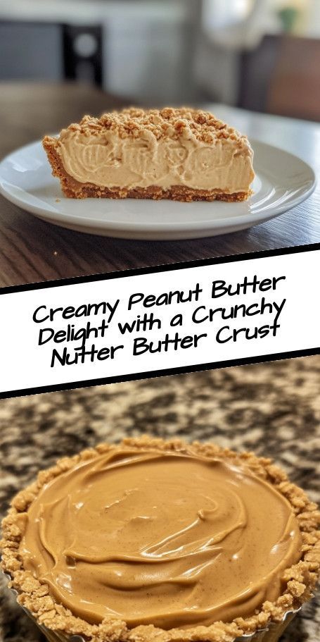 A Creamy Peanut Butter Delight with Crunchy Nutter Butter Crust | Indulge in this no-bake dessert that perfectly balances rich peanut butter flavor and a crunchy Nutter Butter crust. Easy to make and irresistibly delicious, this pie is a must-try for peanut butter lovers! Perfect for gatherings or a sweet treat at home. #PeanutButterDelight #NoBakeDessert #NutterButterCrust ..... Nutter Butter Crust, Peanut Butter Delight, Pie Crust With Butter, No Bake Peanut Butter Pie, Easy Peanut Butter Pie, Easy Pie Crust, Butter Crust, Chocolate Peanut Butter Pie, Nutter Butter Cookies